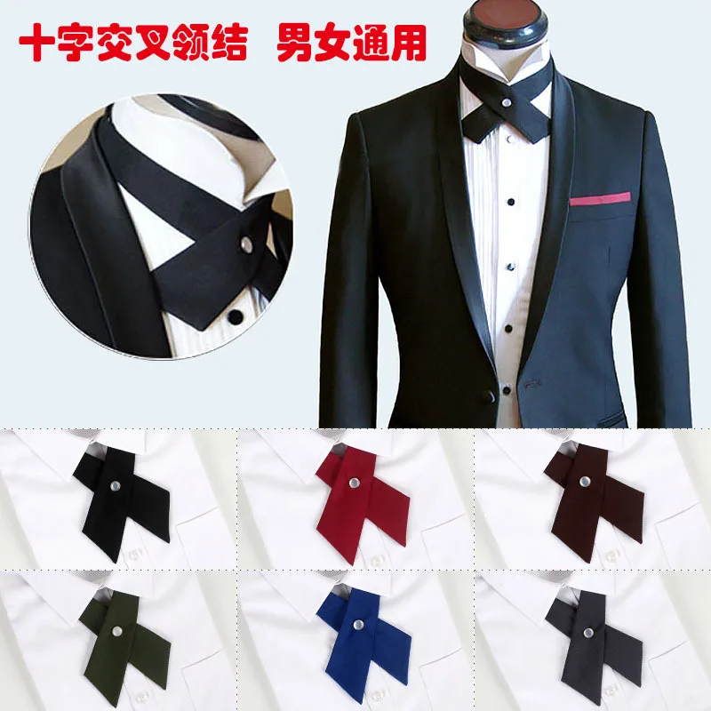 Cross Bow Ties for Men Women Solid Business Casual Cross Tie Formal Dress Men Wedding Metal Collar Cross Bowtie butterfly