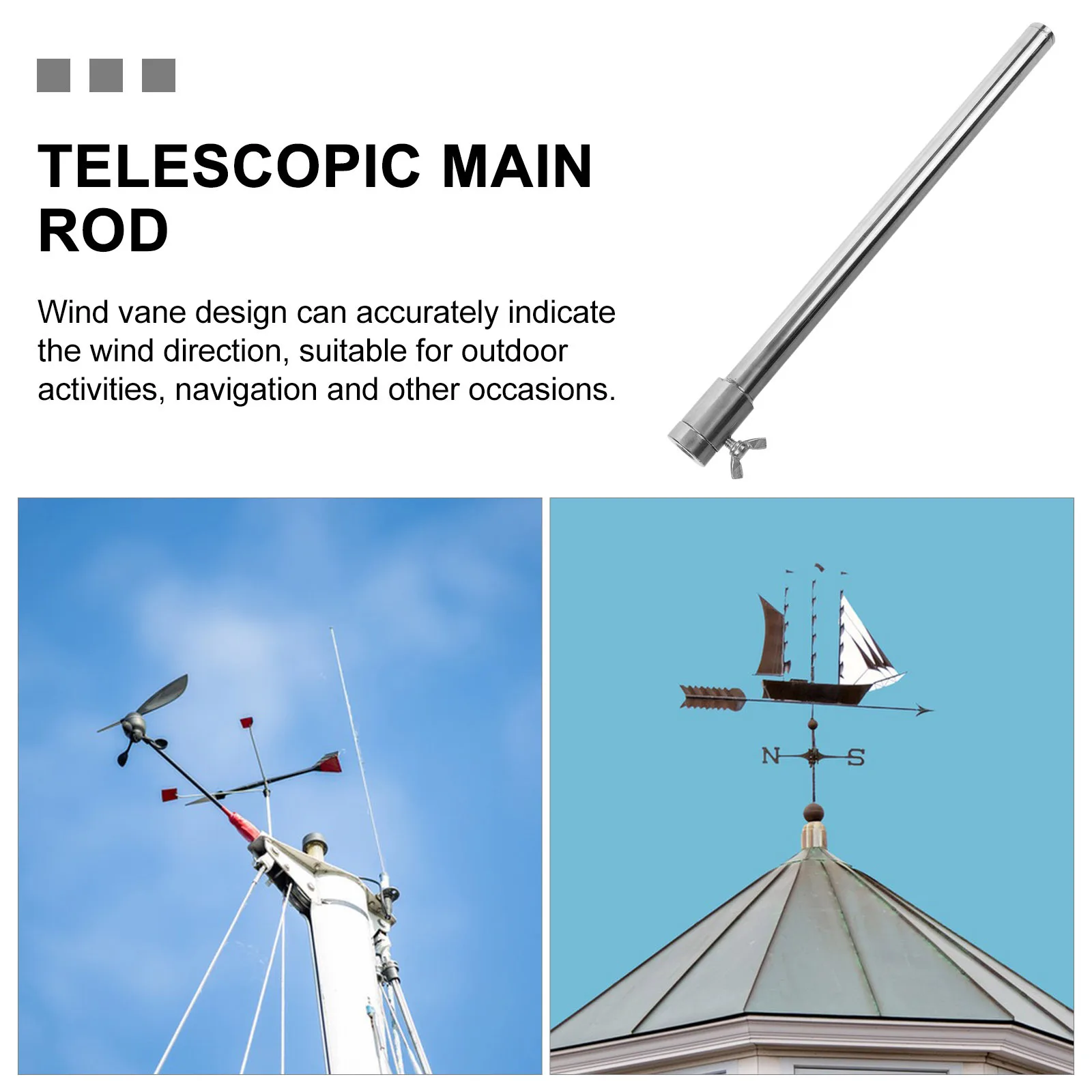 الفولاذ المقاوم للصدأ كأس الرياح ملحق سقف جبل قضيب للطقس ريشة هوائي تصاعد القطب في الهواء الطلق حديقة ديكور أداة #3