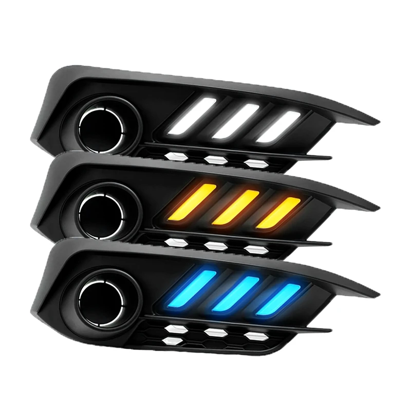 1Pair Car LED Daytime Running Light Fog Lamps Turn Signal For Honda Civic 10th Gen Sedan 2016-2019