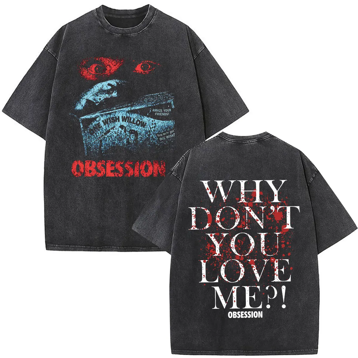 T-shirts vintage délavés « Why You Don't Love Me » du film Obsession, vêtements gothiques pour hommes et femmes, T-shirts surdimensionnés à manches courtes