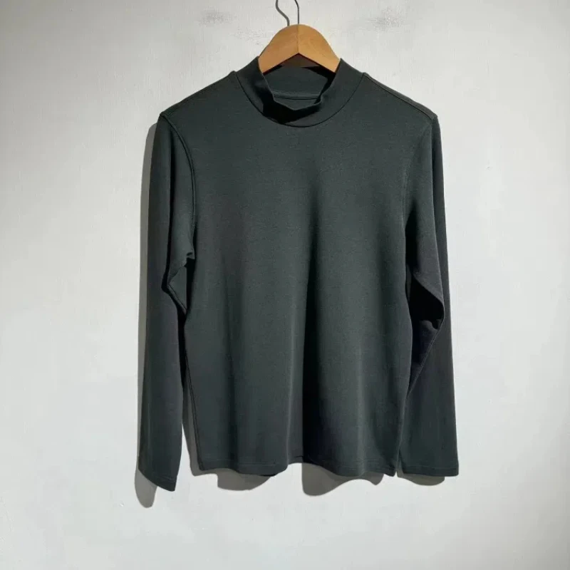 24AW F New Trendy Simple Casual Versatile Soft Stretch Comfortable Long Sleeve T-Shirt Men's Clothing Y2k