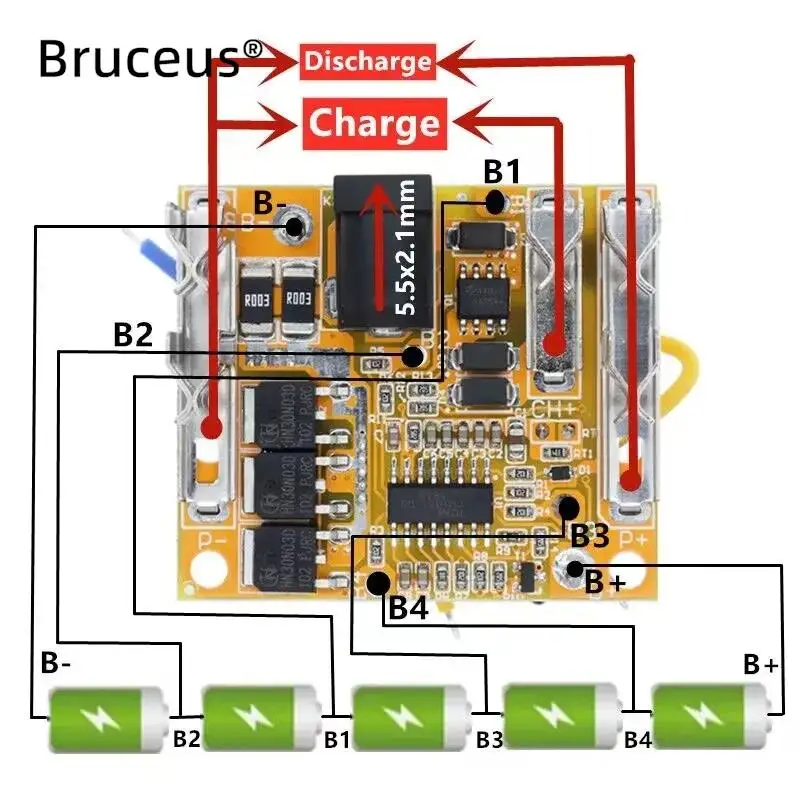 50Pcs 5S BMS 21V 80A 60A Battery Charging Protection Li-Ion Lithium Pack Circuit Board  Module For Power Tools 18.5V