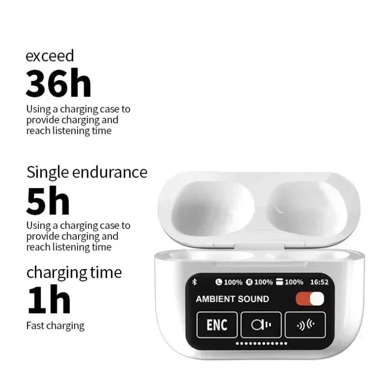 سماعات Xiaomi A10Pro ENC اللاسلكية بلوتوث 5.3 مع شاشة تعمل باللمس للمكالمات عالية الوضوح، مناسبة لنظام Android وiOS