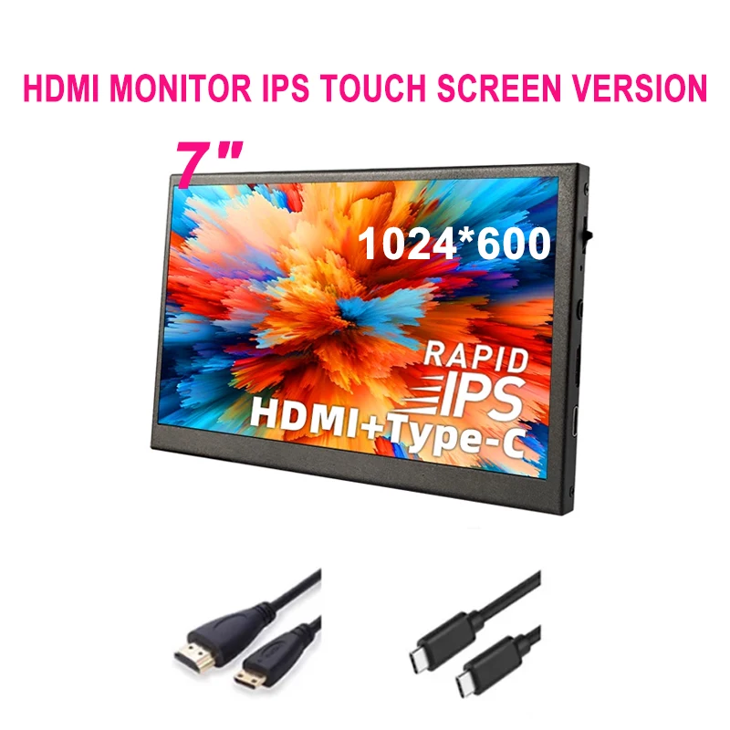 

7 Inch IPS LCD Display 1024x600 HDMI-compatible Capacitive Touch Screen Monitor Aluminum Case For Raspberry Pi 7 Windows AIDA64