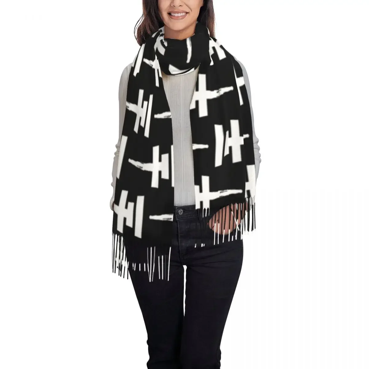 Tokio Hotel Rock Band Scarf Wrap Women Long Winter Fall Warm Tassel Shawl Unisex German Scarves