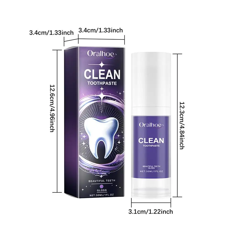 Dentifrice blanchissant violet pour les dents, soin réparateur SAF, élimination des gencives, haleine fraîche, éclaircissant, 30ml