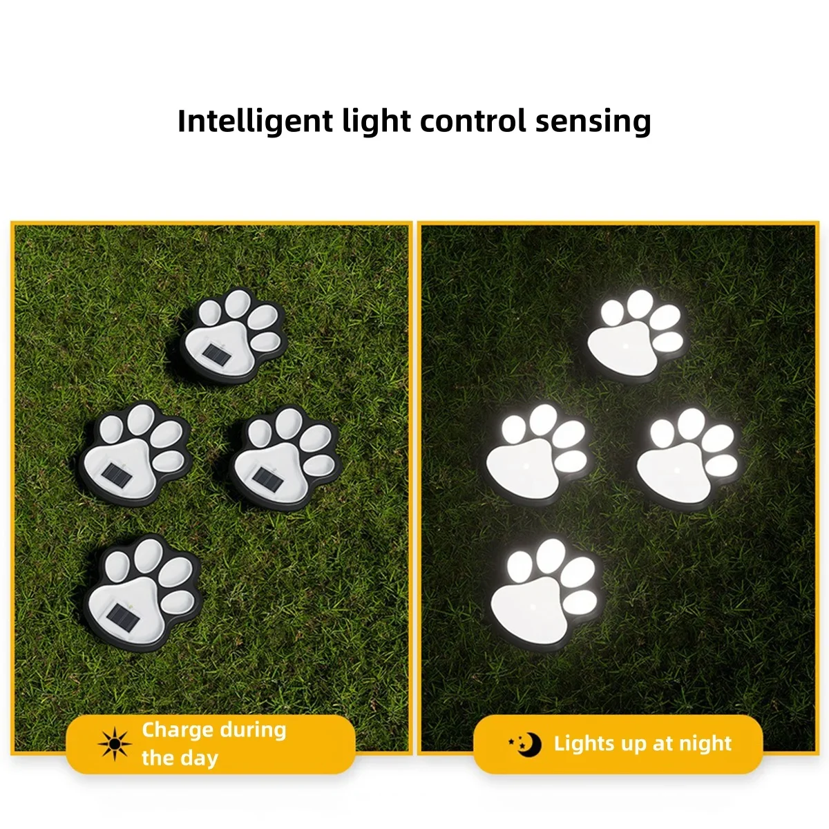 Solar Lawn Light Dog Paw Footprints Stairs Light Outdoor Waterproof Balcony Garden Fence Landscape Decoration Solar Powered Lamp