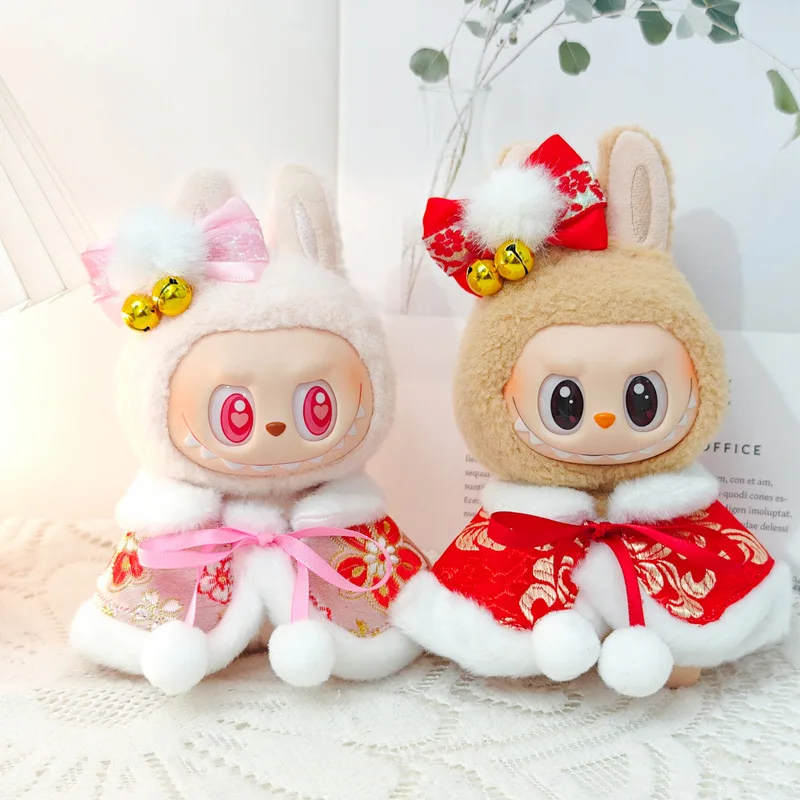 Mini vêtements de poupée en peluche de 17cm, accessoires de tenue pour Labubu V1 V2, biscuit de noël, pull pour homme, chapeau, vêtements, cadeau du nouvel an