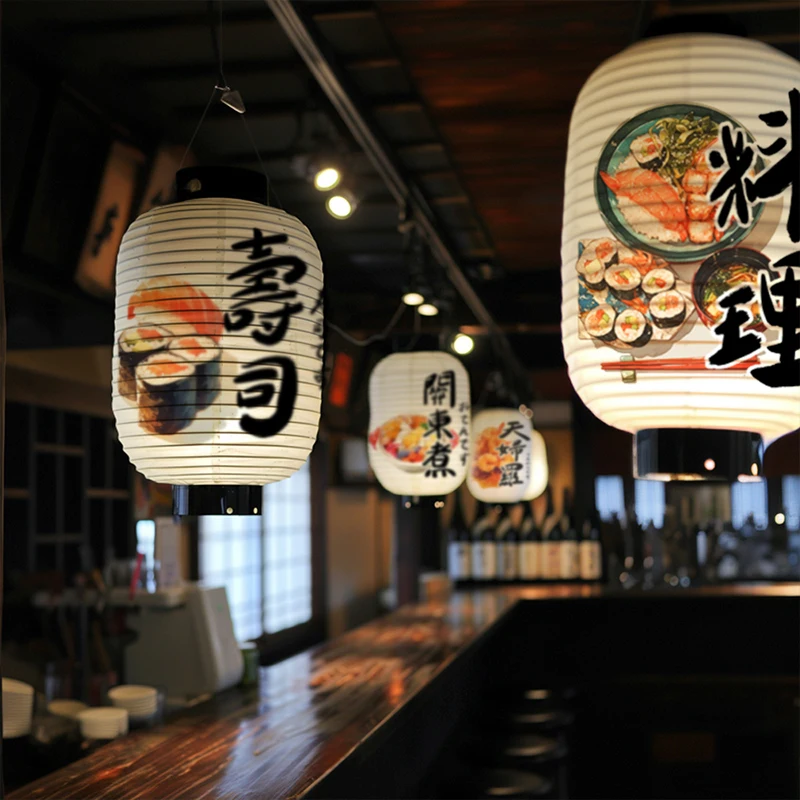 Japanese Style Retro Lantern Restaurant Sushi Shop Party Hanging Paper Lantern Barbecue Izakaya Pub Bar Decor Advertising Sign