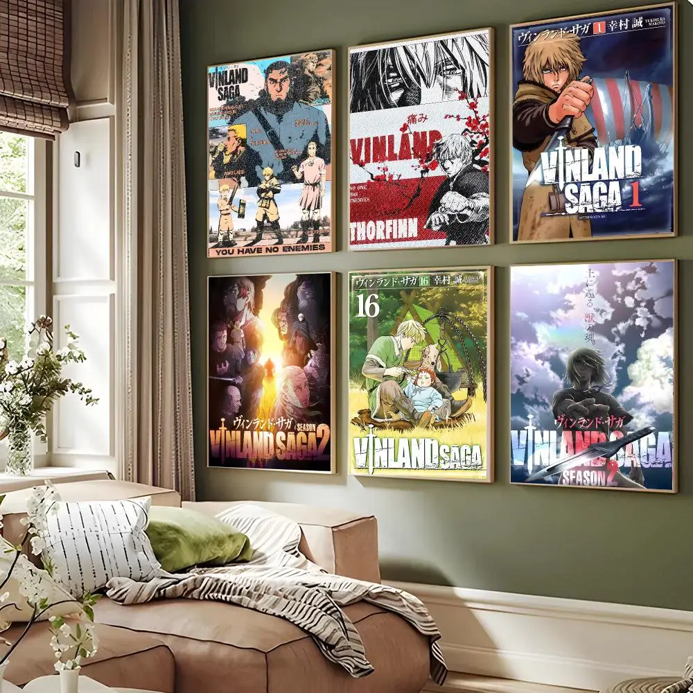 Vinland Saga Anime Poster Self-adhesive Advanced Aesthetic Printing Paper Wall Art for Living Room Home Decor