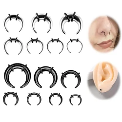 1PC 2G-16G C Shape Buffalo Horn Nose Piercing Stainless Steel Piercing Septum Ring Punk Rock Stretcher Expander