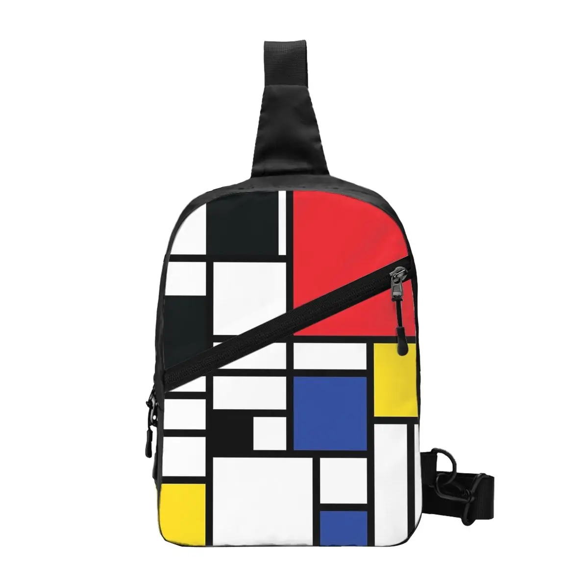 Piet Mondrian De Stijl Chest Bag Men Sling Crossbody Backpack Chest Bag Traveling Hiking Daypack Shoulder Bag