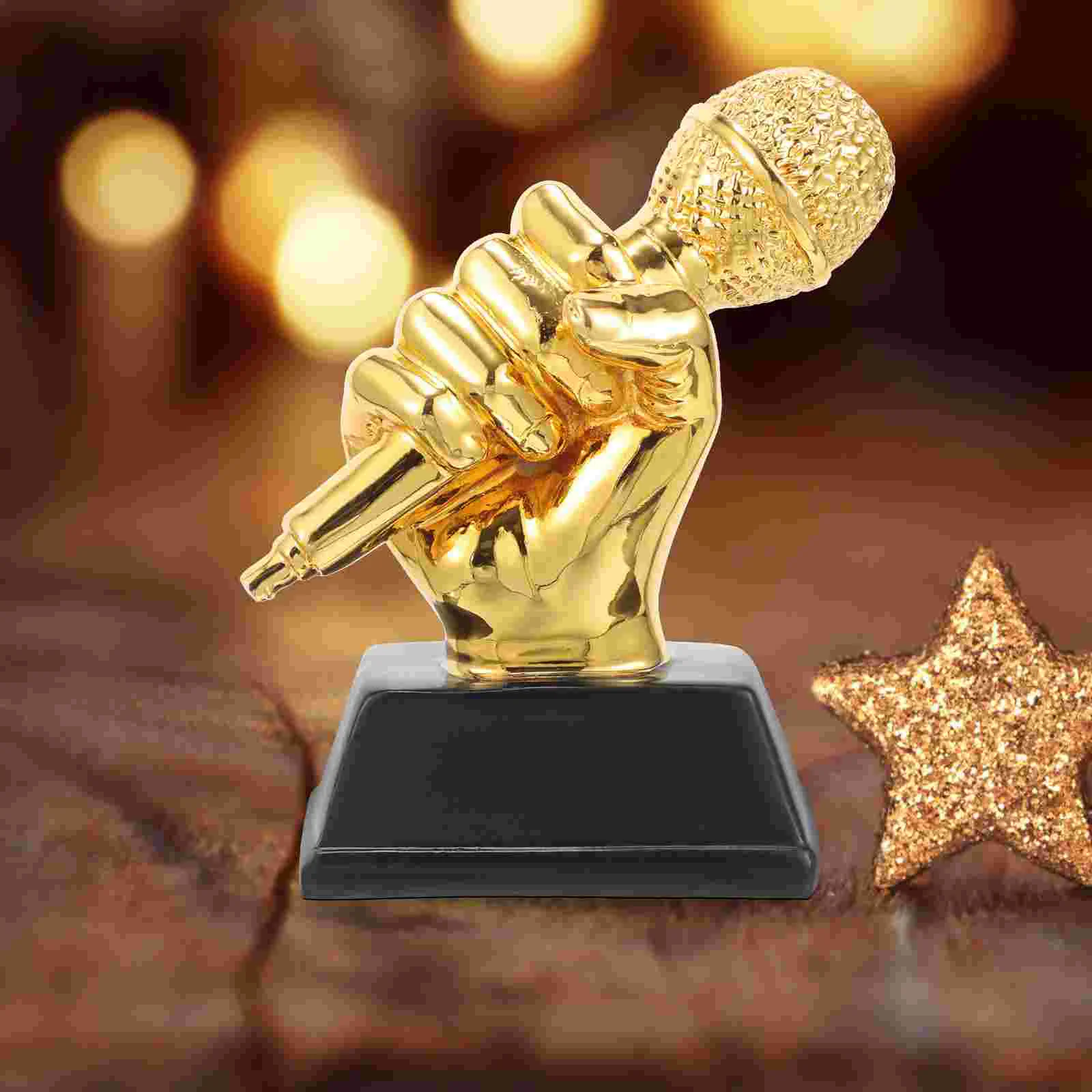 Microphone Trophy For Competitions Participation Sculpture Microphones Music Trophies