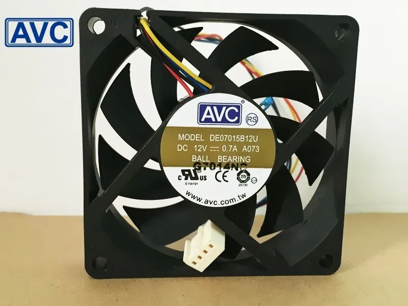 DE07015B12U DC 12V 0.7A 70x70x15mm 70mm 4-wire Server Square Cooling Fan for AVC