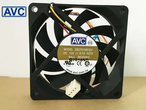 Imagen 1 del producto DE07015B12U DC 12V 0.7A 70x70x15mm 70mm Servidor de 4 cables ventilador de refrigeración cuadrado para AVC