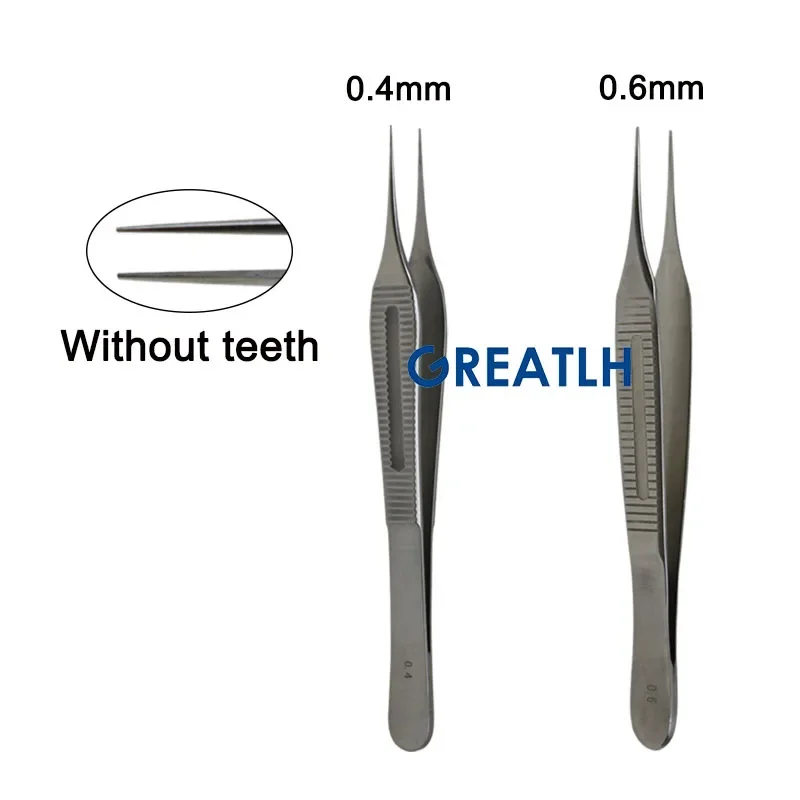 GREATLH 0.4mm 0.6mm Teeth/teethless Forceps Edison Tweezers Tissue Forceps Fine Head Double Eyelid Plastic Surgical Tool