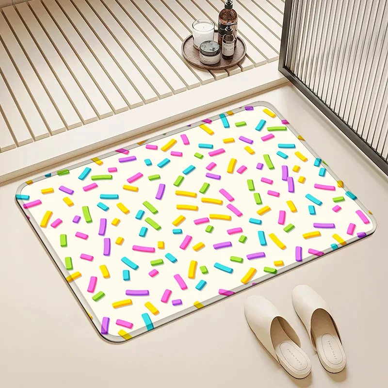 

Colorful Candy Stick Door Mat Non-Slip Absorbent Floor Rug for Home Kids Room Bathroom Kitchen Decor