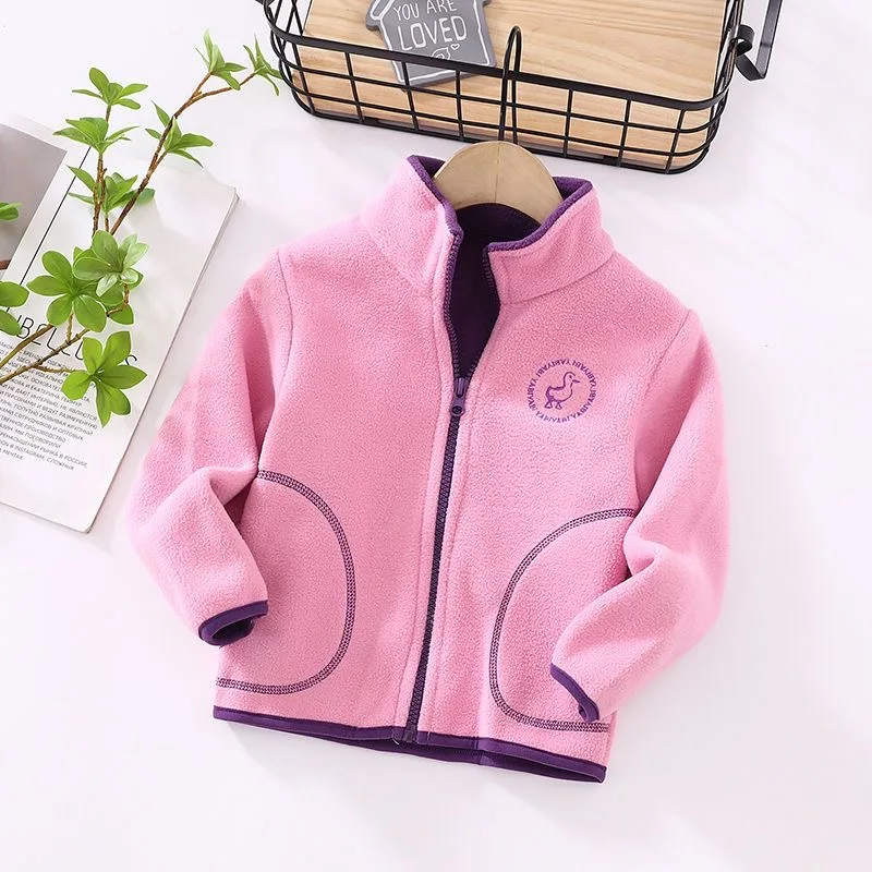 New Korean Kids Fleece Coat Autumn Winter Children Jacket Warm Kids Thicken Sweatshirt Clothing Zipper Spring Coat Girl