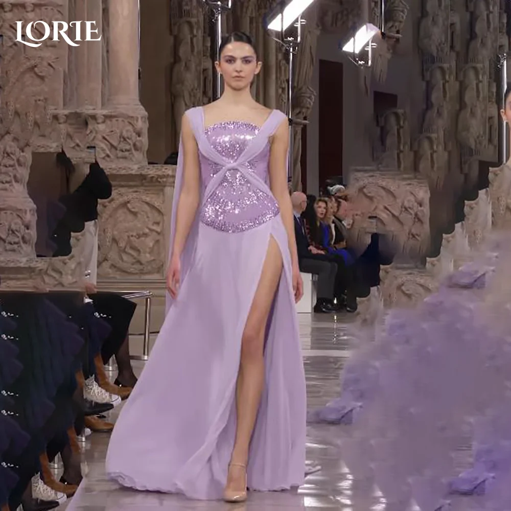 

LORIE Sexy Crepe Mermaid Evening Dress Halter Deep Neck Chiffon Princess Prom Dress A-Line Shiny Pleats Party Gown Customized