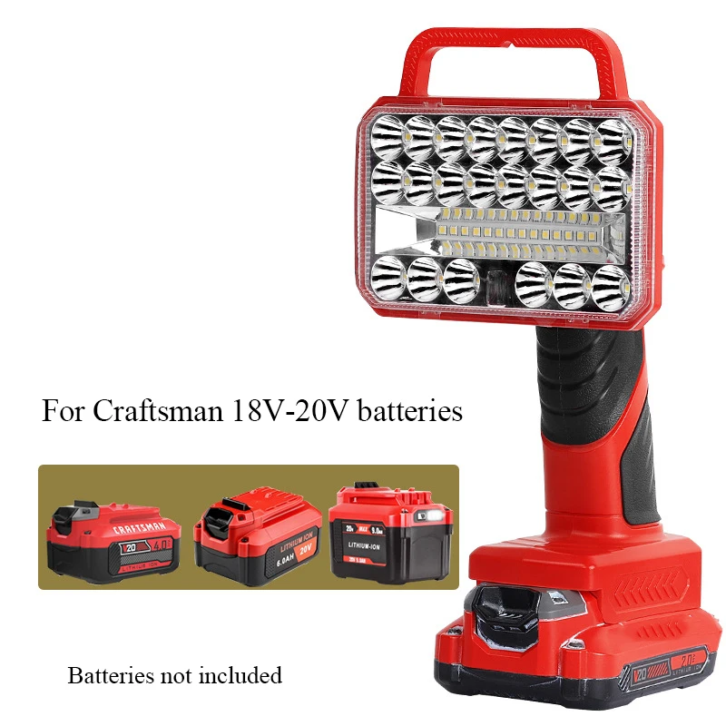 Portable Handheld Cordless LED Light for Makita/DeWalt/Bosch/Black&Decker/Craftsman/Ryobi 18/20V Batteries Outdoor Camping Torch