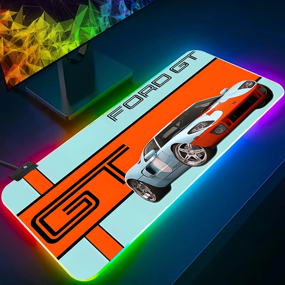 

Gulf Racing Car RGB Pc Gamer Keyboard Mouse Pad Mousepad LED Glowing Mouse Mats Rubber Gaming Computer Mausepad