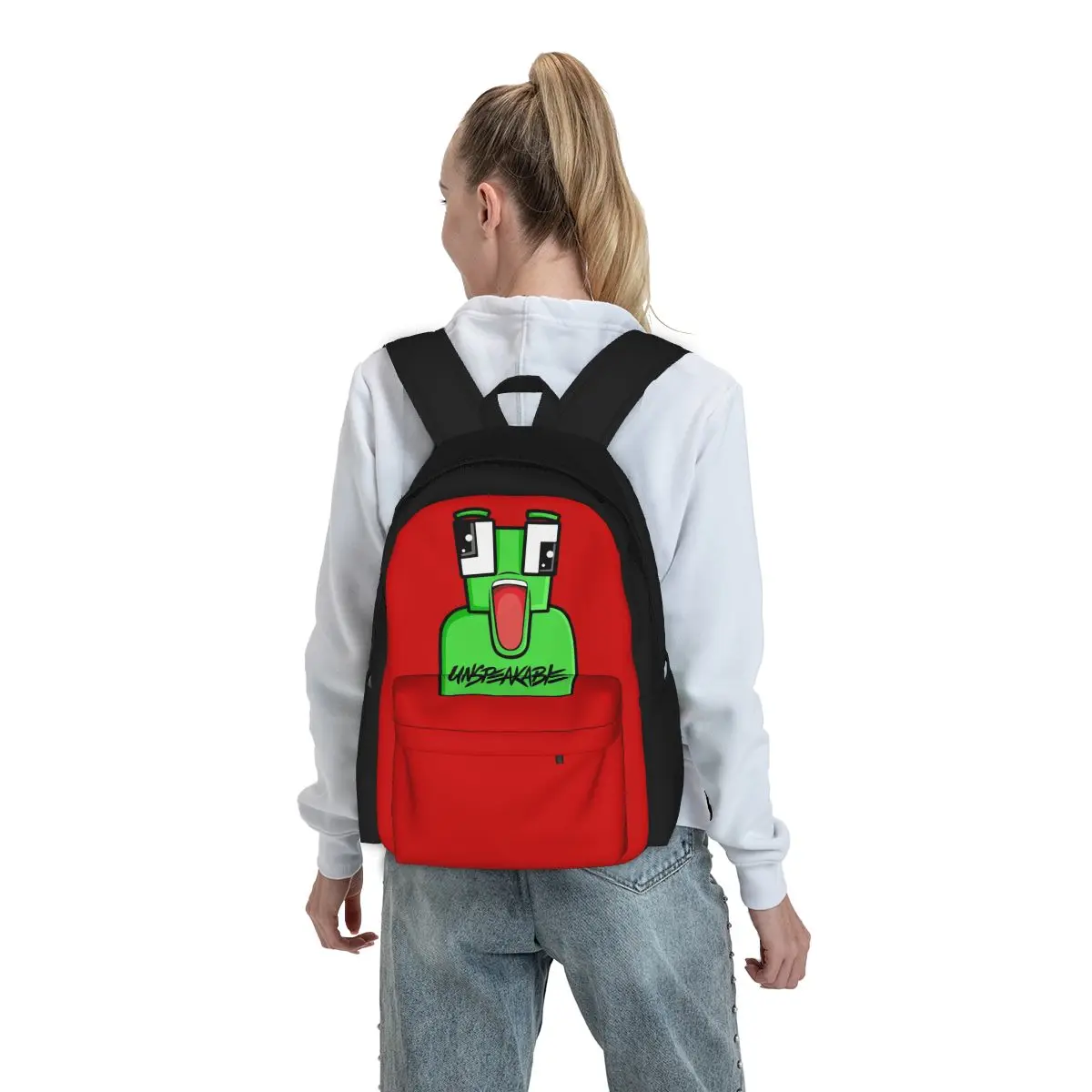 Green Frog-mochilas de dibujos animados para niños y niñas, bolsa de hombro para ordenador portátil, para estudiantes, para Youtube