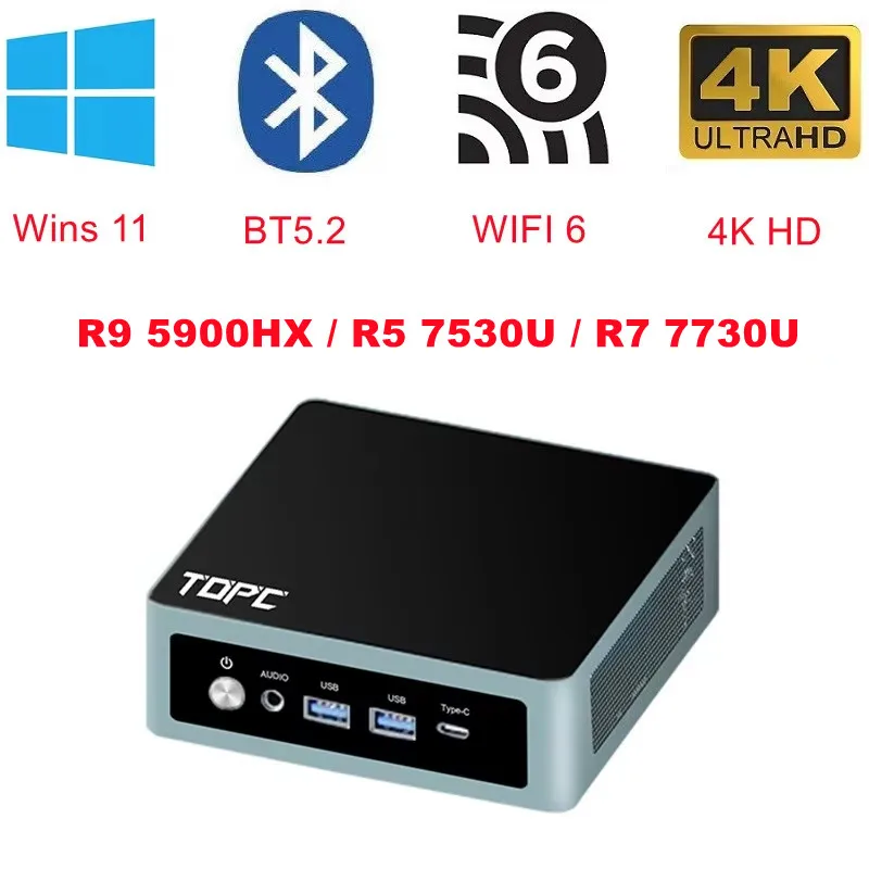 SZBOX R9 5900HX / R5 7530U / R7 7730U MINI PC Windows 11 Pro DDR4 3200mhz M.2 NVMe SSD Wifi6 BT5.2 4K HD Desktop Gaming Computer