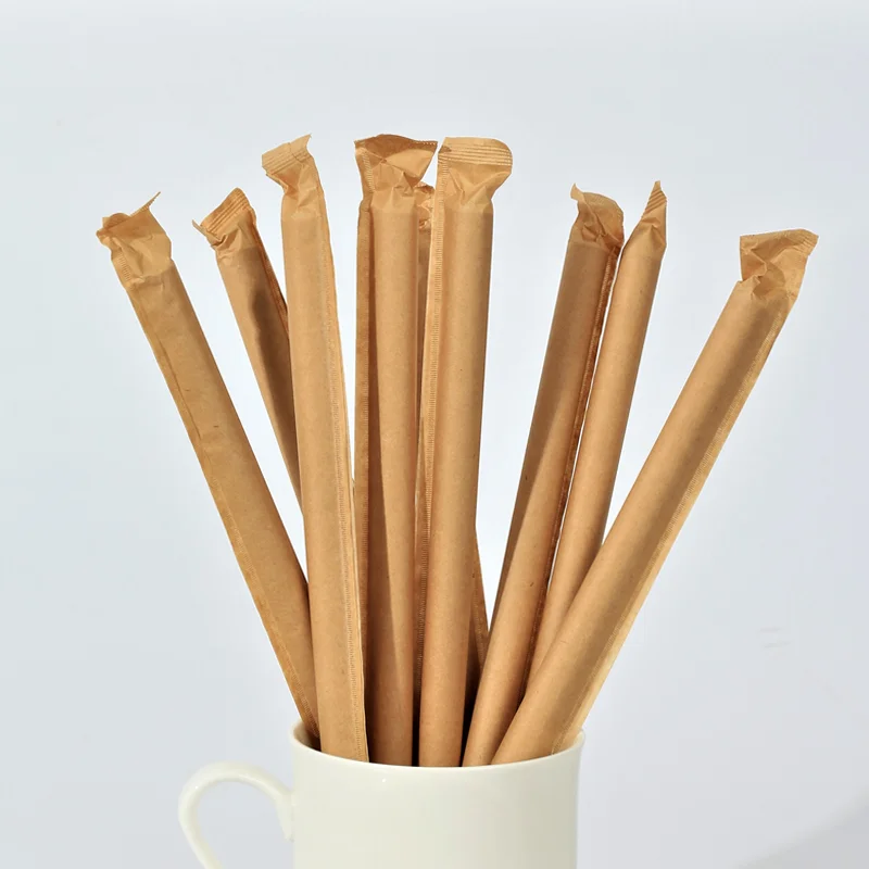 

GreenBull Factory 200pcs Kraft Paper Straws 12*230mm Bubble Tea Coffee Restaurant Dessert Party Festival Anniversary Decoration