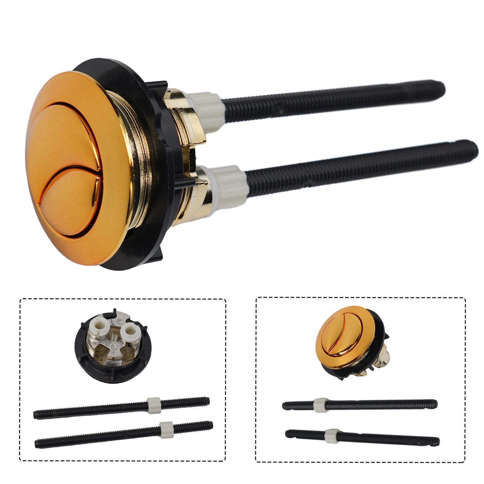 

Button Hole Black Gold Mechanical Top Flush Valve Dual Flush Gold Mm Mm Push Button Stainless Steel Water Tank