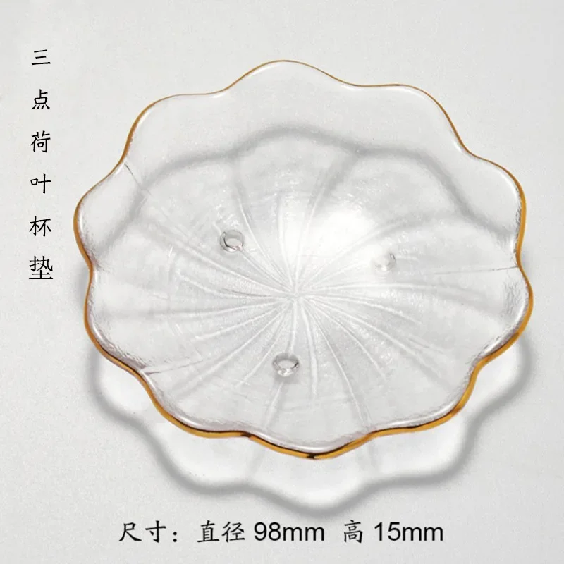 1 Piece Small Clear Saucer Glass Dishes for Tea Coffee Cup Cute Gold Rim Plates For Hotel Restaurants Wedding Table Decor