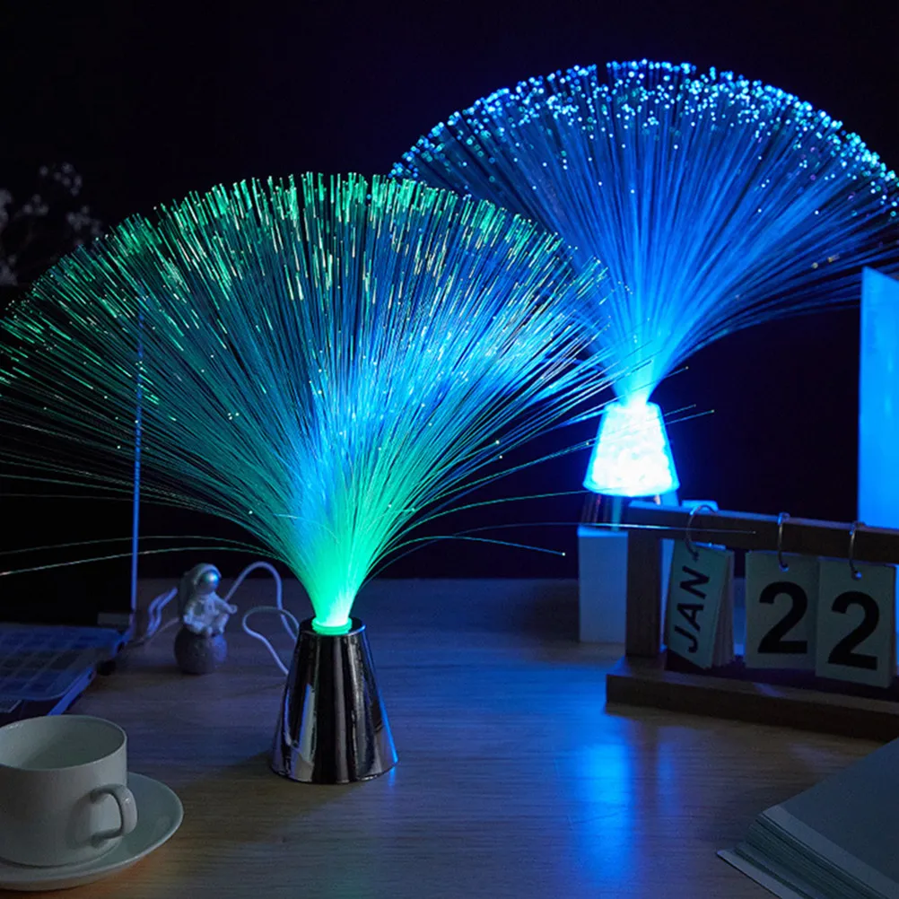 Optical Fiber Lamp Color Changing LED Red Blue Green Overlay Automatic Cycle Night Lamp for Bedroom Office Wedding Party
