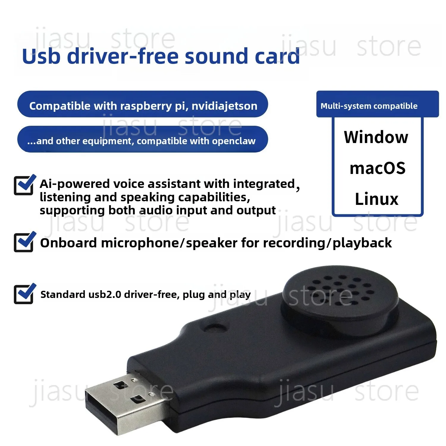 

USB Plug Play Sound Card Speaker Module Voice Playback Unit for Raspberry Pi Jetson Orin OpenClaw