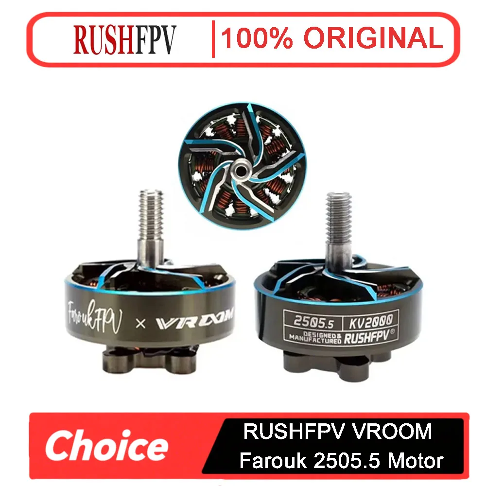 

Бесщеточный двигатель RUSHFPV VROOM Farouk 2505.5 — 1500 кВ/1850 кВ/2000 кВ для 5-6-дюймовых пропеллеров, дронов для фристайла FPV