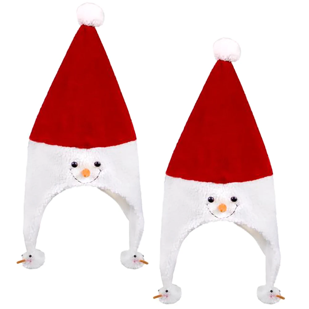 

2pcs Christmas Hat Santa Decoration Red Hats Child Holiday Props Festive Party Hat Xmas Tree Christmas Costume