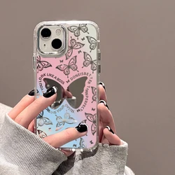 For iPhone 15 Case Luxury Mirror Silver Butterfly Phone Case iPhone 13 16 14 11 12 17 Pro Max 16 Plus Soft Shockproof Cover