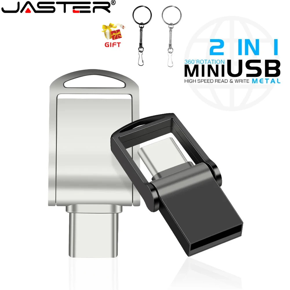 

Metal USB 2.0 Flash Drive 2 IN 1 Mini USB and Type C Pen Drive 32GB 64GB 128GB Pendrive Memory Stick Flash Disk For PC Phone