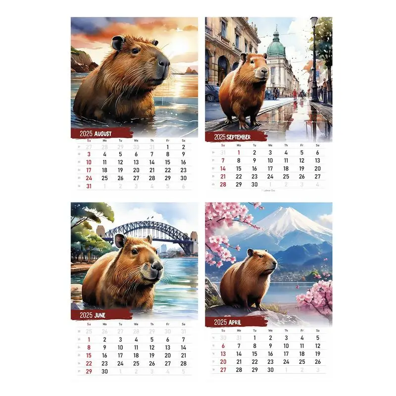 Calendrier de bureau en papier suspendu avec motif de teckel, calendrier de chien, licence mensuelle hebdomadaire, ornements pour la maison, 2025, 03