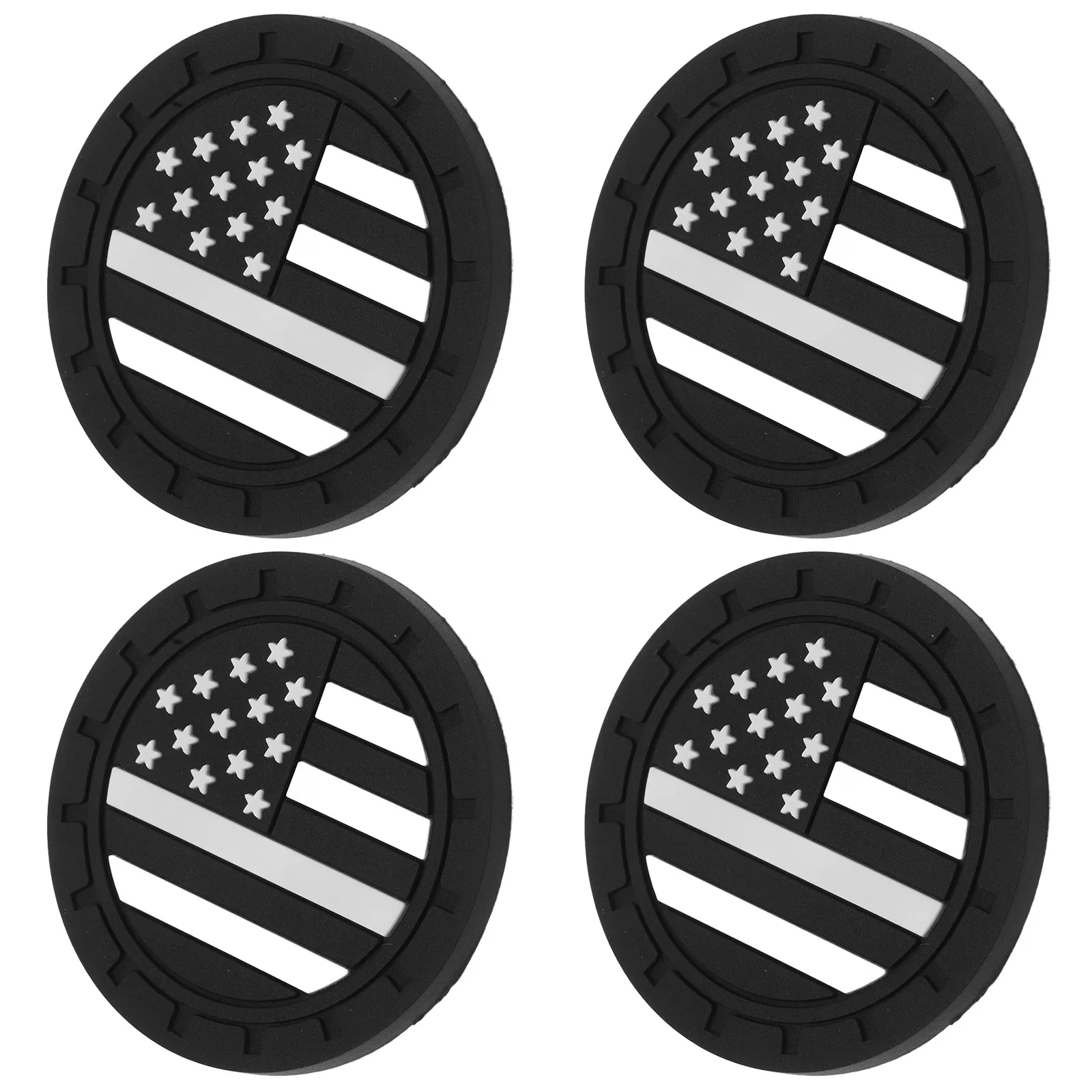 

4Pcs Anti-Slip Car Coasters American Flag Design Rubber Cup Holder Inserts for Cars Trucks Spill Proof Vehicle Interior Decor