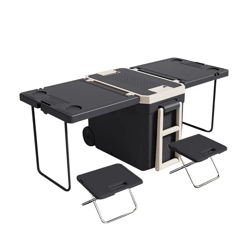 

Portable 32 liters multi-functional folding outdoor camping table and chair incubator stall fishing barbecue food refrigerated