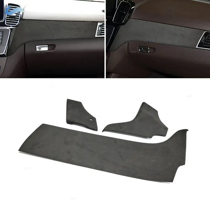 Car Interior Center Console Dashboard Panel Cover ABS+Suede Leather Trim For Mercedes Benz GLE 350 GLS 400 Class 2016-2019 LHD