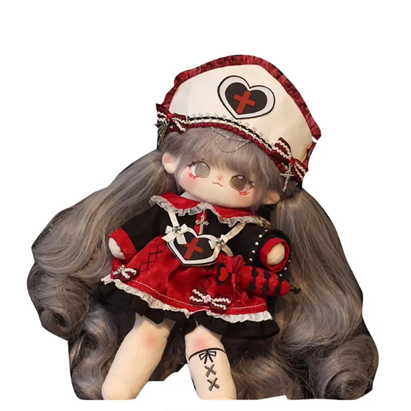 Vêtements de poupée en peluche de 20cm, faits à la main, doux, Cool, magnifique chapeau d'infirmière, robe à nœud, chemise, joli ensemble pour accessoires de poupée, jouet