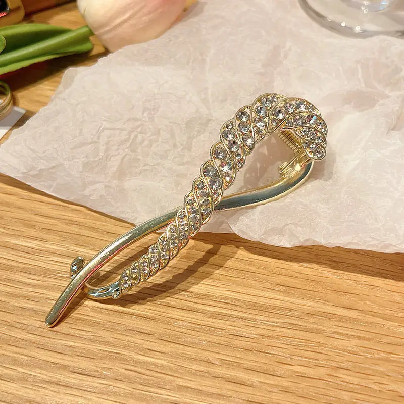 New Delicate S Shape Hair Clip Crystal Wheat Hairpin for Women Ponytail Clip Side Clip Back Head Spoon Headdress