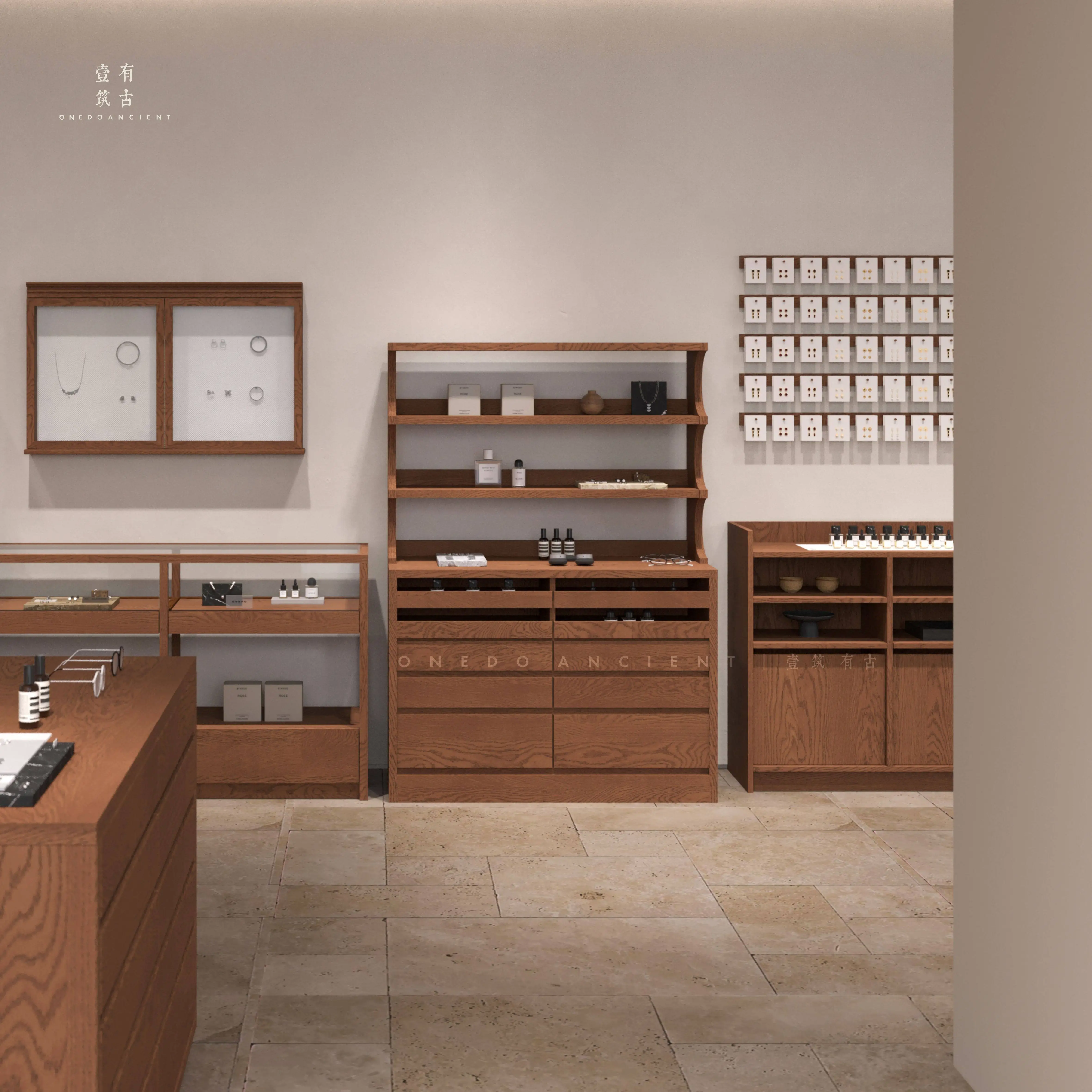 Fashion retro high-rise cabinet multi-functional wall display cabinet multi-layer locker jewelry silver cabinet