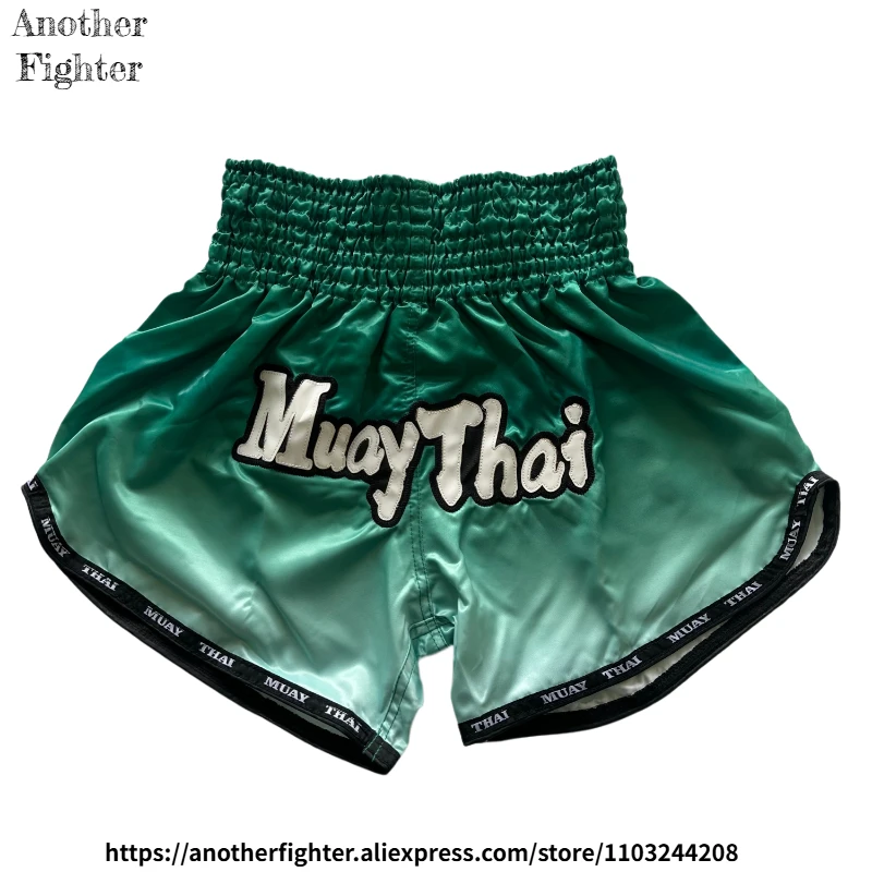 

Muay Thai Pants Gradient Green Boxing Shorts MMA Fight Kickboxing Training Pants Men Women Children MMA Sparring Sports Shorts