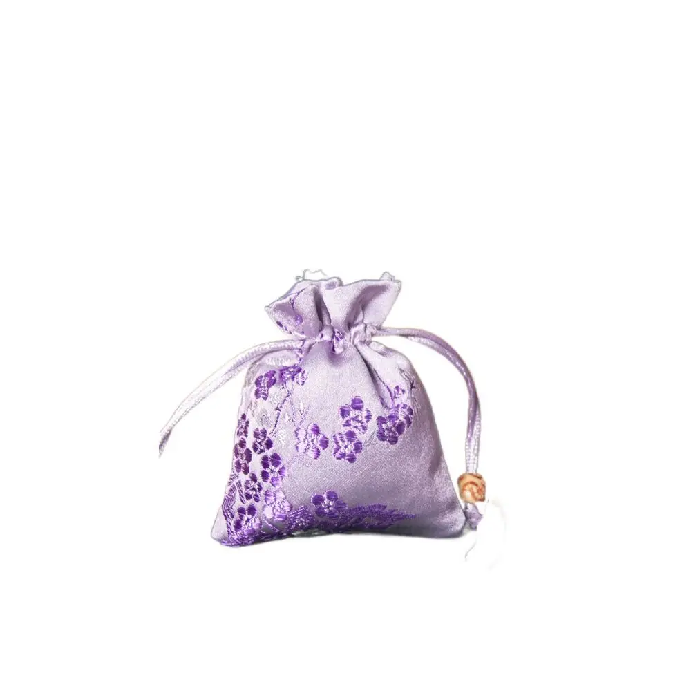Antique Satin Storage Bag Embroidered Flower Drawstring Gift Bag Drawstring Tie Jewelry Packaging Bag Ladies