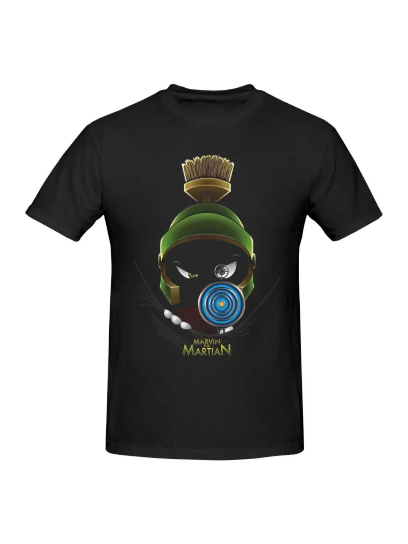 

Marvin The Martian T-Shirt - 100% Cotton, Black, Lightweight All-Season Casual Alien Tee