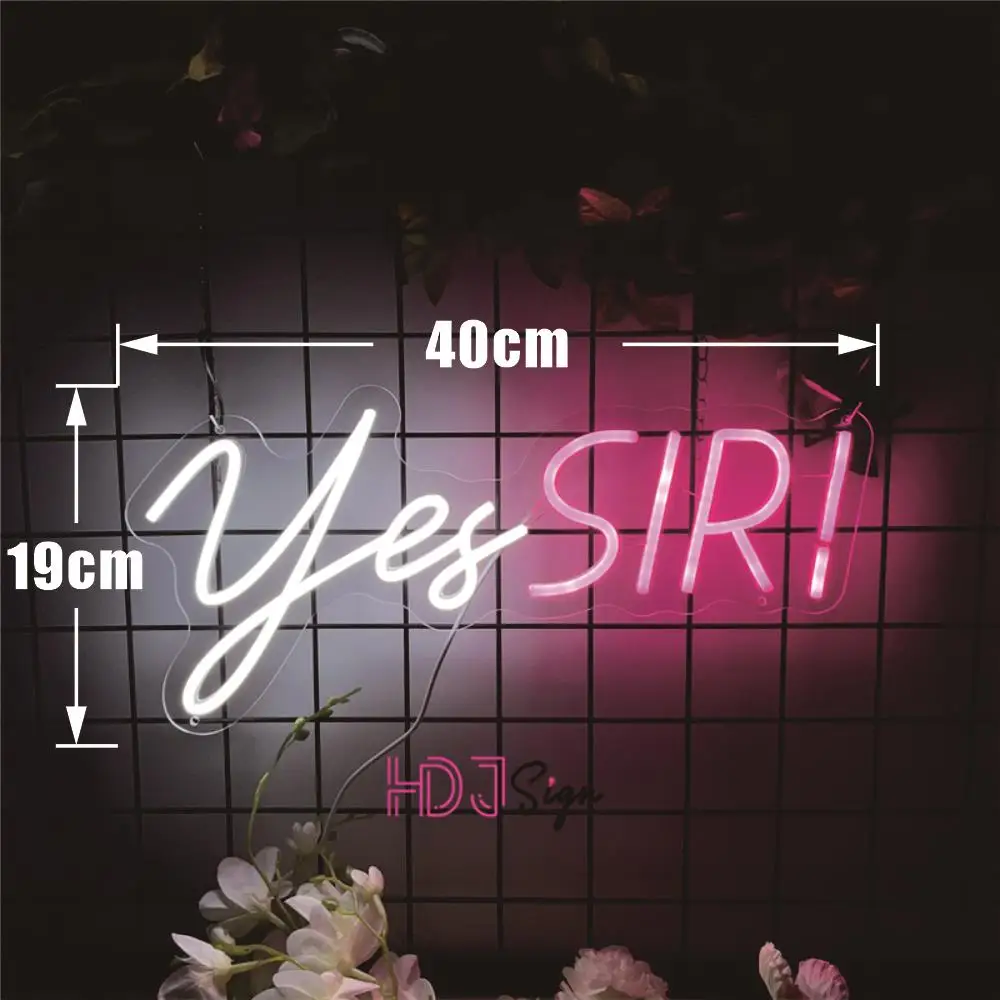 Yes Sir Neon Sign Lights Aesthetic Room Decor Bedroom Pink Neon Light Sign Wall Decor Party Bar Club Atmosphere Light LED Sign