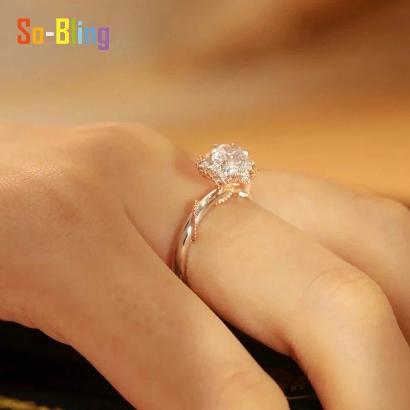 So-Bling 1ct مويسانيتي خاتم Tengman روز 925 فضة المشاركة خواتم الزفاف للنساء مجوهرات هدية #3