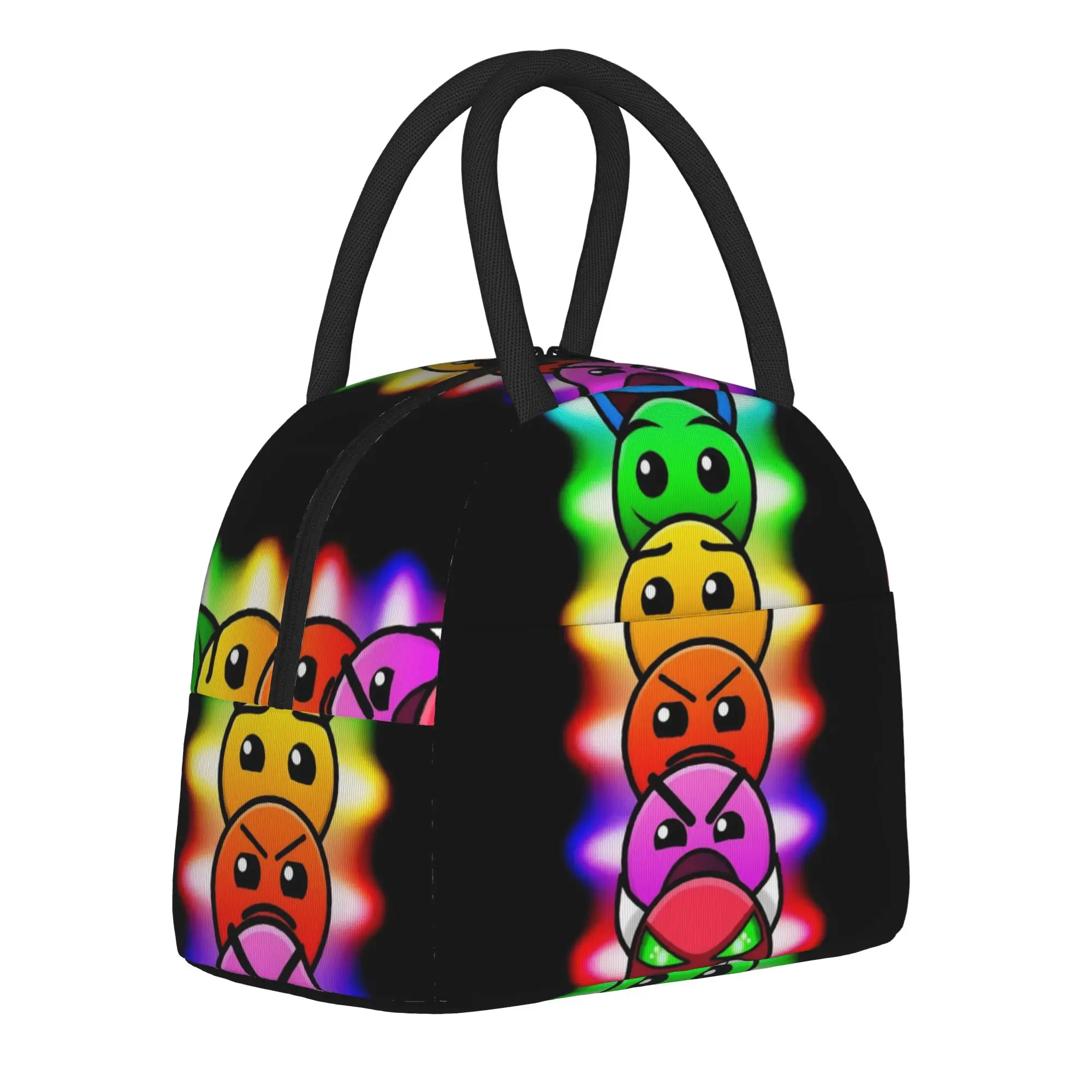 Geometry Dash Games Insulated Lunch Bags for Men Women  Food Bag Portable Thermal Cooler Lunch Box For Work