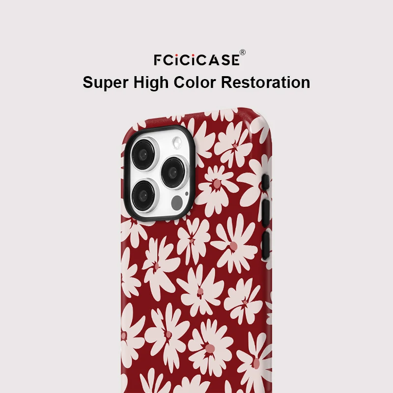 Magnetische weiche Gummi-Rahmenhülle für iPhone 11, 12 Pro 13, 14 Plus, 15 16 Pro Max, modisches Blumenmuster, doppellagige Rückseite